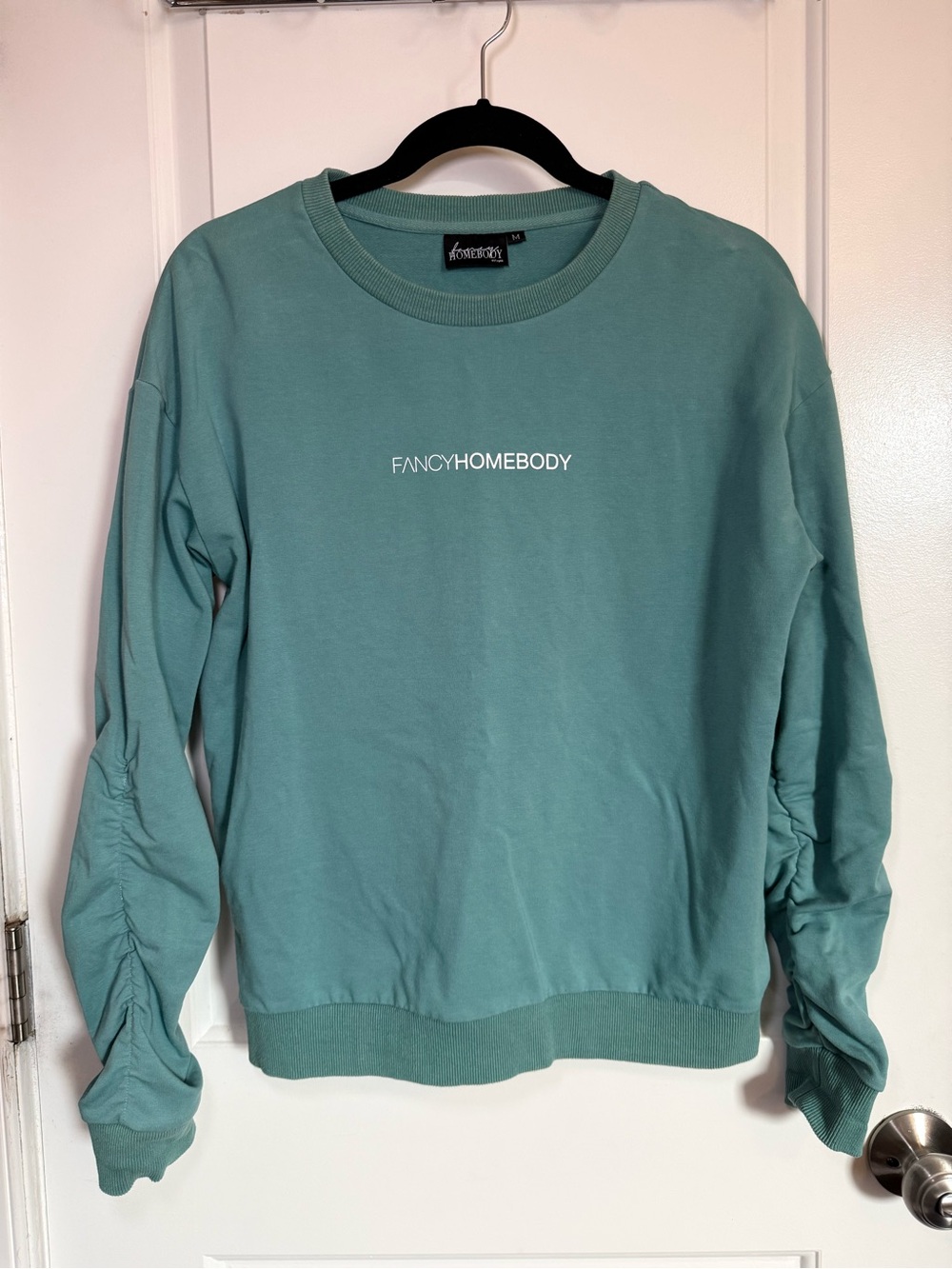 Fancy Homebody Teal Cotton Crewneck Sweatshirt